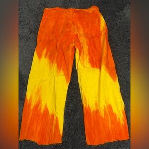 Fashion Nova Orange and Yellow Tie-Dye Pants